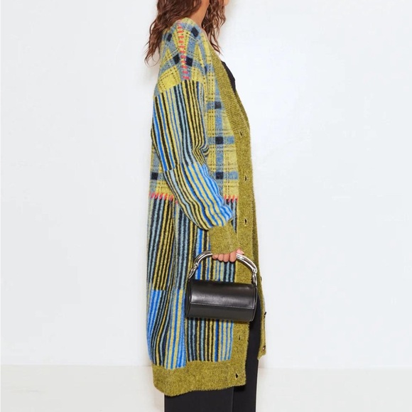 Simon Miller Castle Cardigan — Yellow Plaid / Stacked *NWT* - Picture 2 of 9